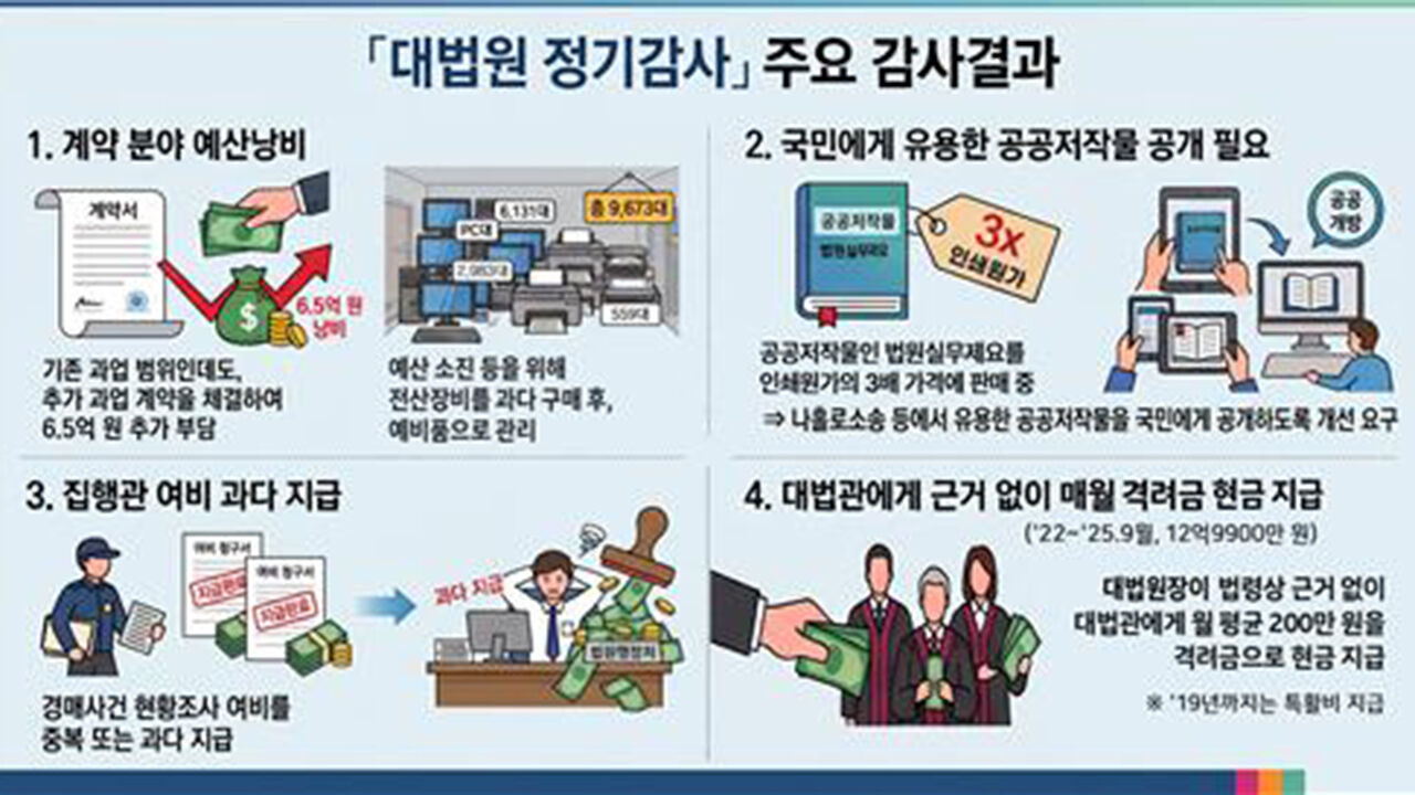 대법원 정기감사 주요 감사결과 (사진=감사원, 연합뉴스)