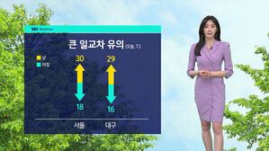큰 일교차 유의 날씨 화면과 기상캐스터