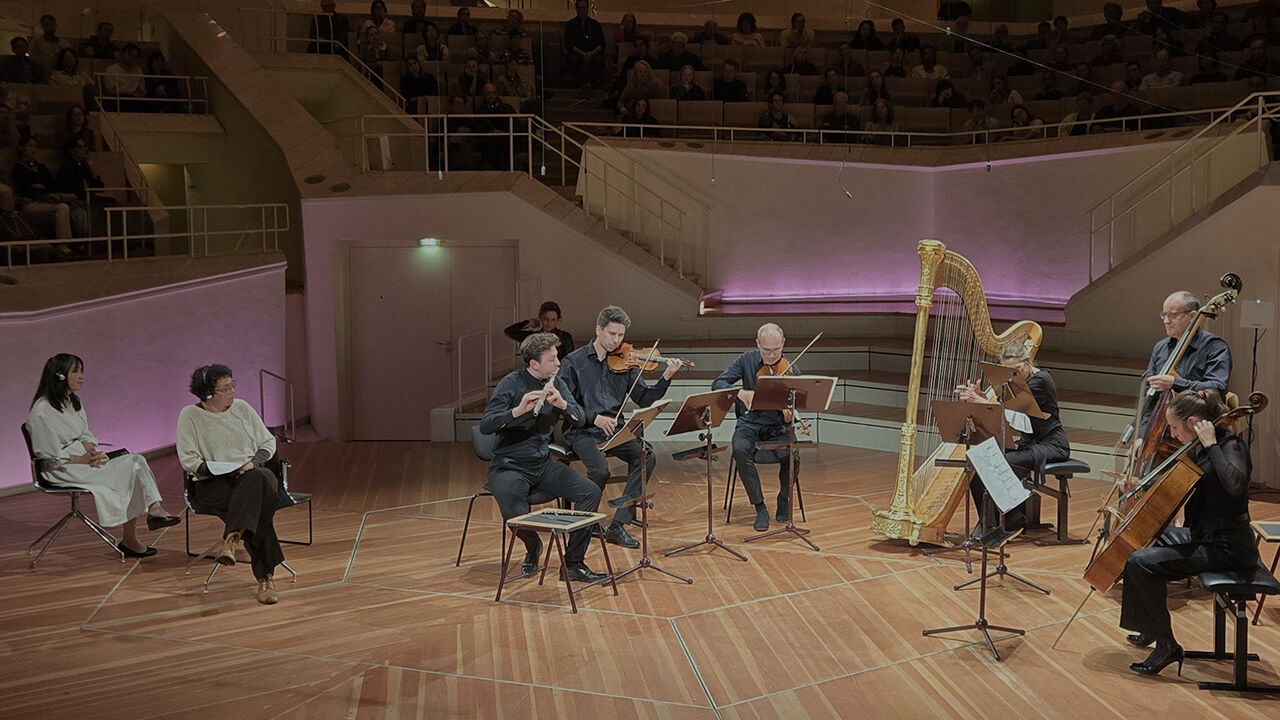 Author Han Kang (far left) watches a performance at the Chamber Hall of the Berliner Philharmonie on the evening of the 7th.