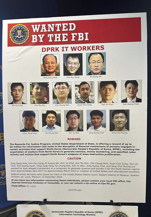 North Korean IT workers placed on the US FBI most-wanted list (Photo: AP, Yonhap News)