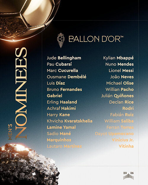 30 Ballon d'Or Nominees (Photo: Ballon d'Or SNS, Yonhap News)