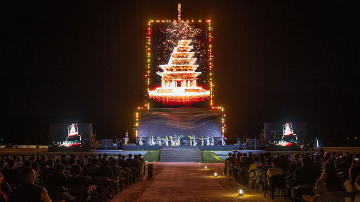 Iksan Mireuksa Temple Site Media Art (Photo courtesy of Iksan City, Yonhap News)