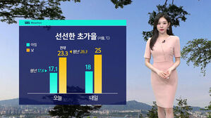 선선한 초가을 날씨를 전하는 기상캐스터와 서울 기온 그래프