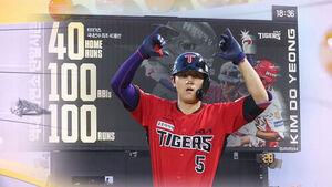 복귀전서 '최연소 40홈런-100타점-100득점' 달성