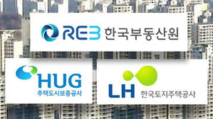 한국부동산원, 주택도시보증공사, 한국토지주택공사 로고