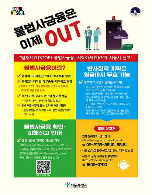 불법사금융 피해 상담·신고 안내문 (사진=서울시 제공, 연합뉴스)