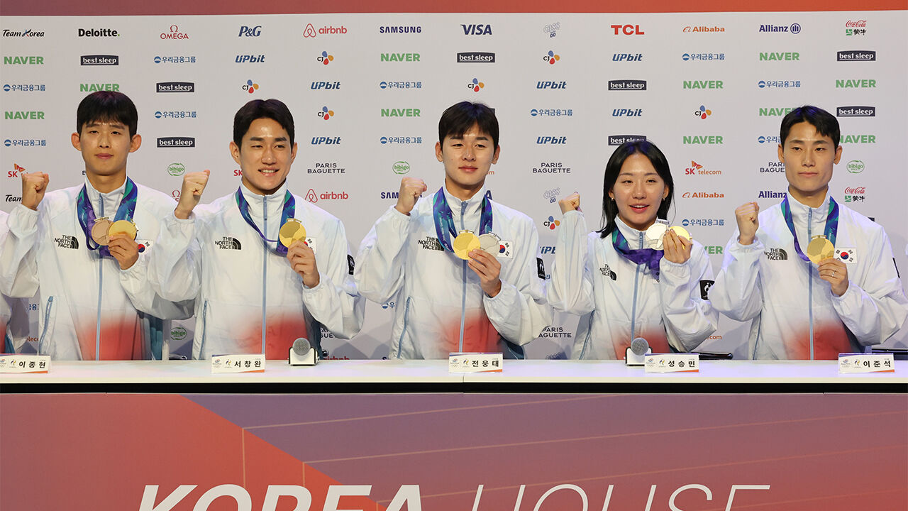 Lee Joon-seok, winner of the inaugural men's teqball gold medal, poses during a press conference for medalists held at the Korea House for the 2026 Aichi-Nagoya Asian Games in Nagoya, Japan, on September 21. (Photo: Yonhap News)