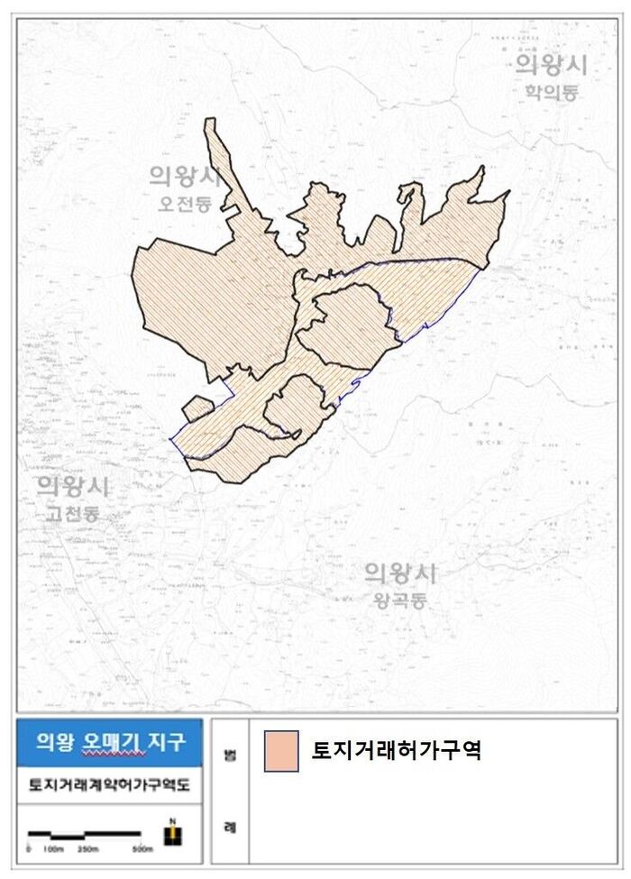 Map of the Uiwang Omegi District Land Transaction Permission Zone (Photo provided by Gyeonggi Province, Yonhap News)