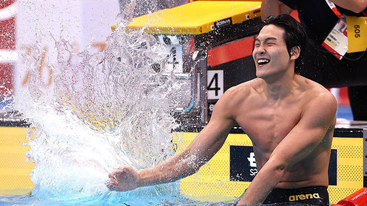 [속보] 김영범, 아시안게임 수영 남자 자유형 50m 금메달