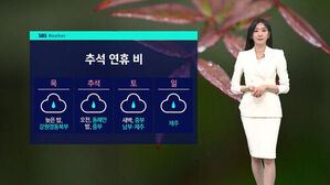 추석 연휴 비 예보 안내 그래픽과 기상캐스터