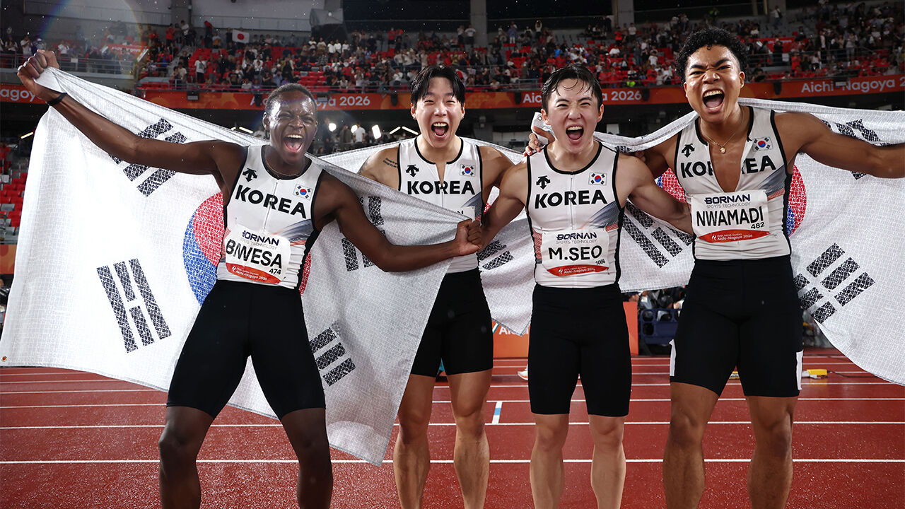남자 400ｍ 계주 대표팀, 동메달 획득…'38초43 한국 신기록'