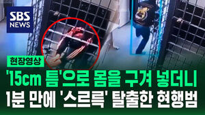 [현장영상] '15cm 틈'으로 몸을 구겨 넣더니&hellip;1분 만에 '스르륵' 탈출한 현행범