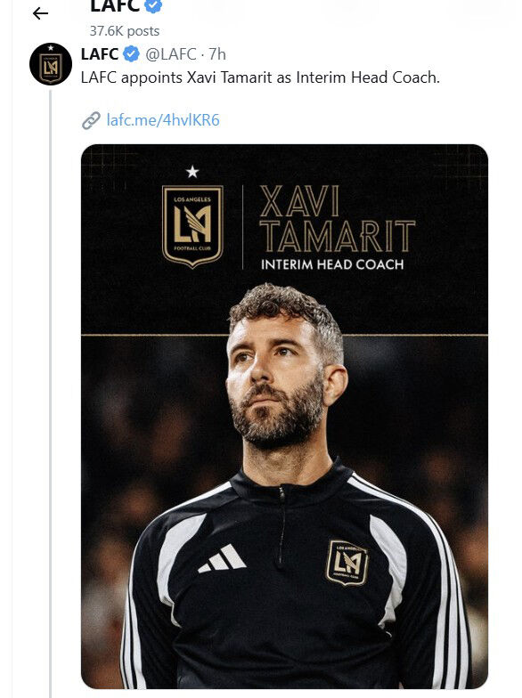 사비 타마리트 임시 감독 선임을 발표한 LAFC (사진=LAFC 구단 SNS 캡처, 연합뉴스)