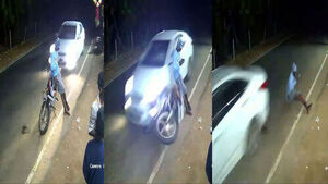 Motorcycle Sent Flying With a 'Bang'... Man Straddling It Meets Sudden Disaster