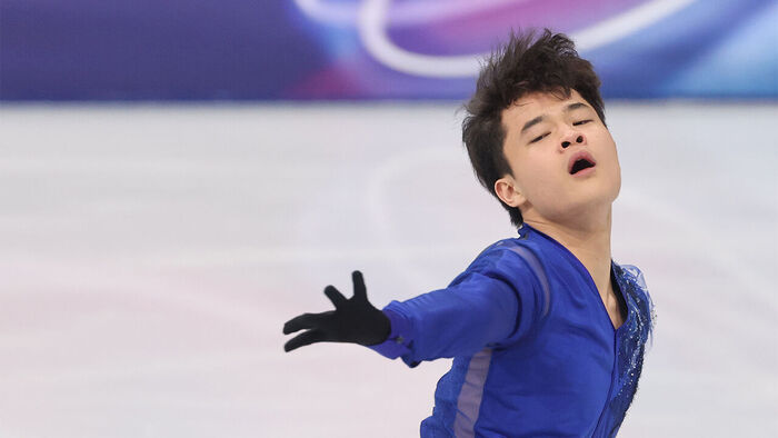 Kim Hyun-gyeom performing an emotional routine (Photo: Yonhap News)