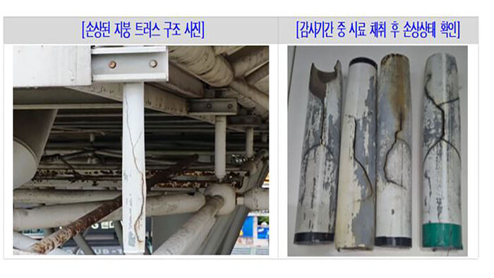 Photo of damaged structure at Incheon Munhak Stadium (Photo provided by BAI, Yonhap News)