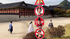 Pinching Their Noses and Frowning... Eye-Catching Signs Appear in Gwanghwamun