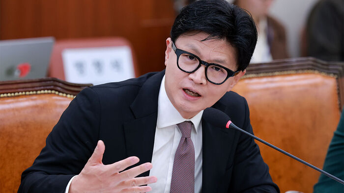 Independent lawmaker Han Dong-hoon requests document submissions during a comprehensive audit of the Ministry of Foreign Affairs and Ministry of Unification at the National Assembly Foreign Affairs and Unification Committee on October 27. (Photo: Yonhap News)
