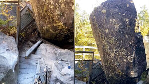 Park Landmark Crushed: 80-Ton Boulder Plummets Onto Walking Trail