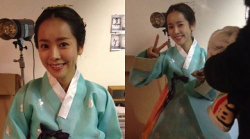 한지민, ‘한복 맵시 과시’ 옥탑방왕세자 촬영 공개