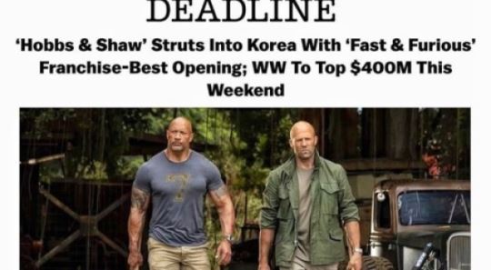 '분노의 질주:홉스&쇼' 200만 돌파&hellip;드웨인 존슨, 韓에 감사 인사