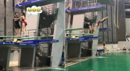 '디바' 신민아, 다이빙 연습 현장 공개…"뛰고 또 뛰고"