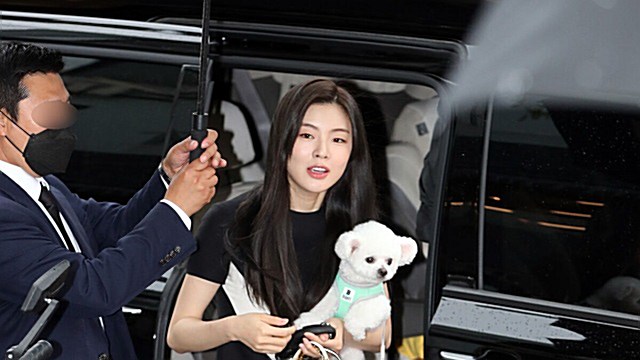 [Throwback] Lee Sun-bin Makes a Glam Entrance With Her Pup at Valentino Rockstud Pet Pop-Up