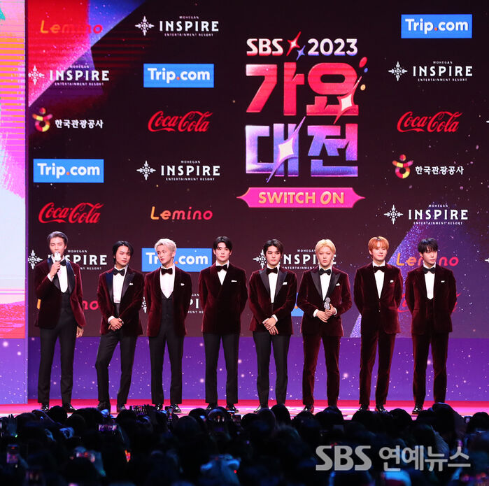 NCT 127 on the red carpet at the 2023 SBS Music Awards