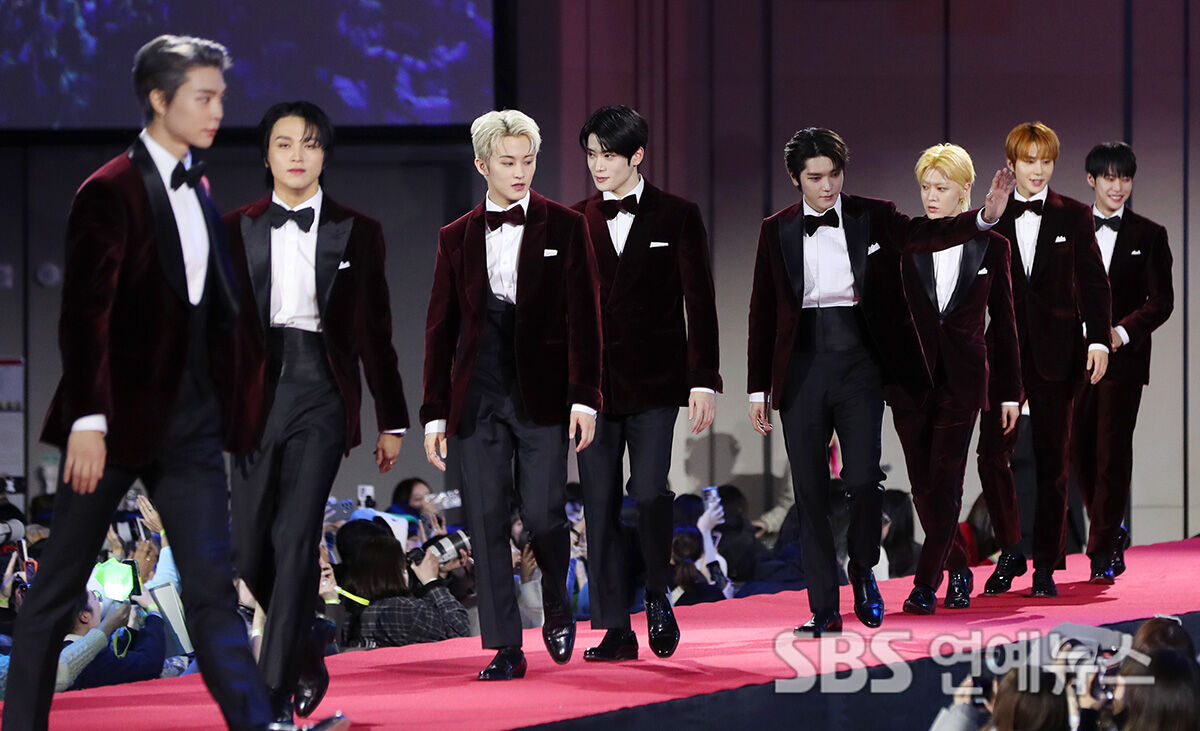 NCT 127 on the red carpet at the 2023 SBS Music Awards