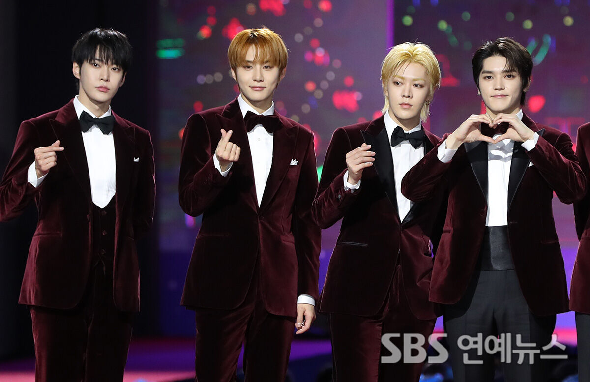 NCT 127 on the red carpet at the 2023 SBS Music Awards