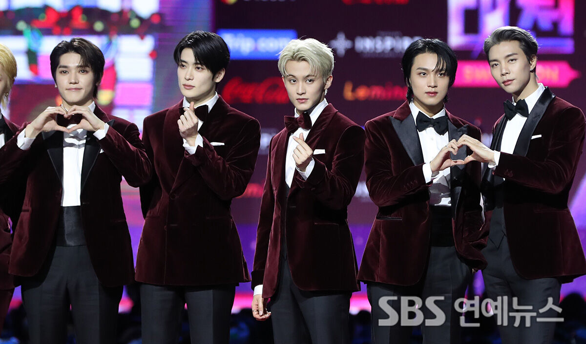 NCT 127 on the red carpet at the 2023 SBS Music Awards