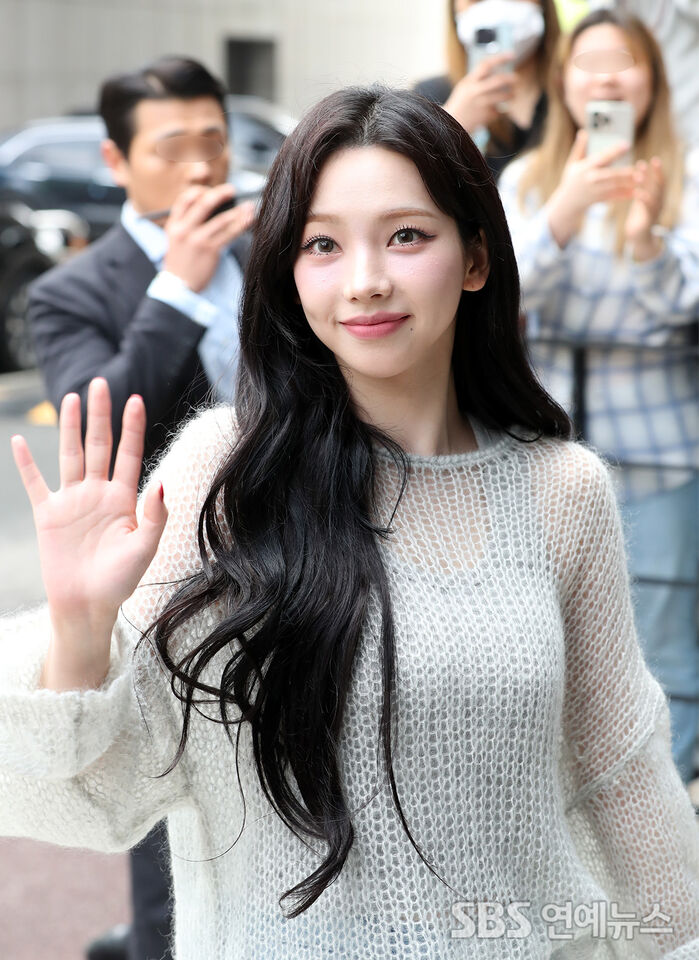 Karina of aespa arrives at KBS in Seoul for a variety show taping.