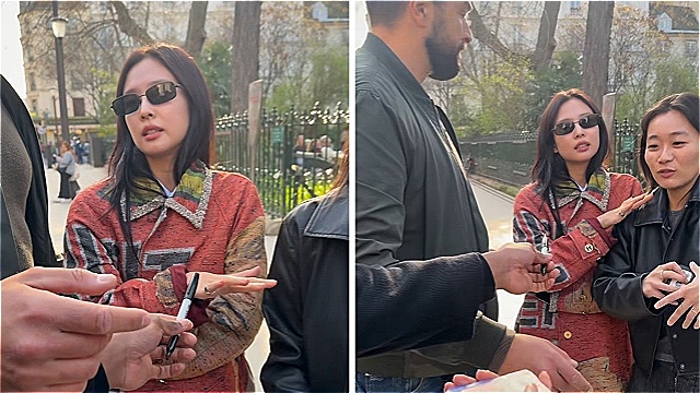 해외팬일까 사인 리셀러일까&hellip;"제발, 제발 좀" 제니, 파리 영상 확산