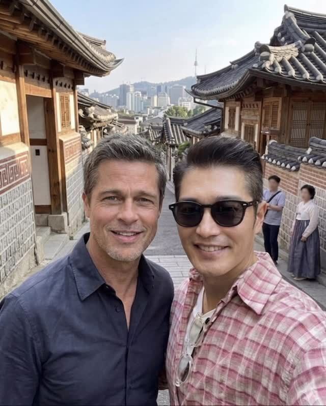 Actor Jung Yoon-min's "Bukchon Meeting" with Brad Pitt Turns Out to Be AI-Generated