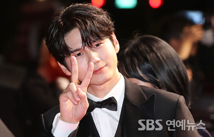ONG SEONG WU Flashes Charming V-Signs on the 31st Busan International Film Festival Red Carpet